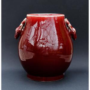 Large Chinese Ox Blood Porcelain Vase Guangxu 