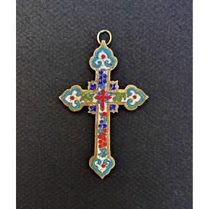 Antique Chinese Cloisonne Christian Cross, Rare Jesuit