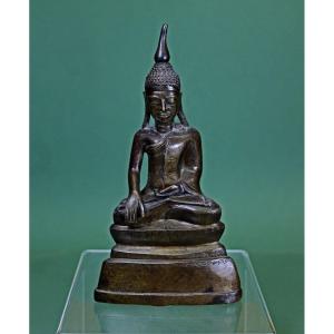 Bouddha, Bronze, Birmanie, Shan, XVIIIe Siècle. Inscription Votive Au Revers.