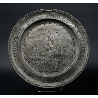 Large Pewter Dish  Gift For Beekeeper  King Of Beekeepers 1864