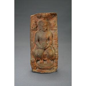 Early Antique Thai Buddha Terracotta Buddhist Votive Stele  Bhadrāsana Thailand 