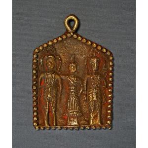 Ancienne Amulette Indienne En Laiton Hindou