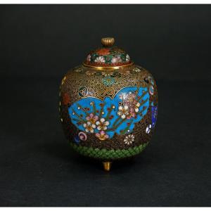 Takahara Komakichi Cloisonné Koro Japonais Période Meiji 1868-1912 Signé