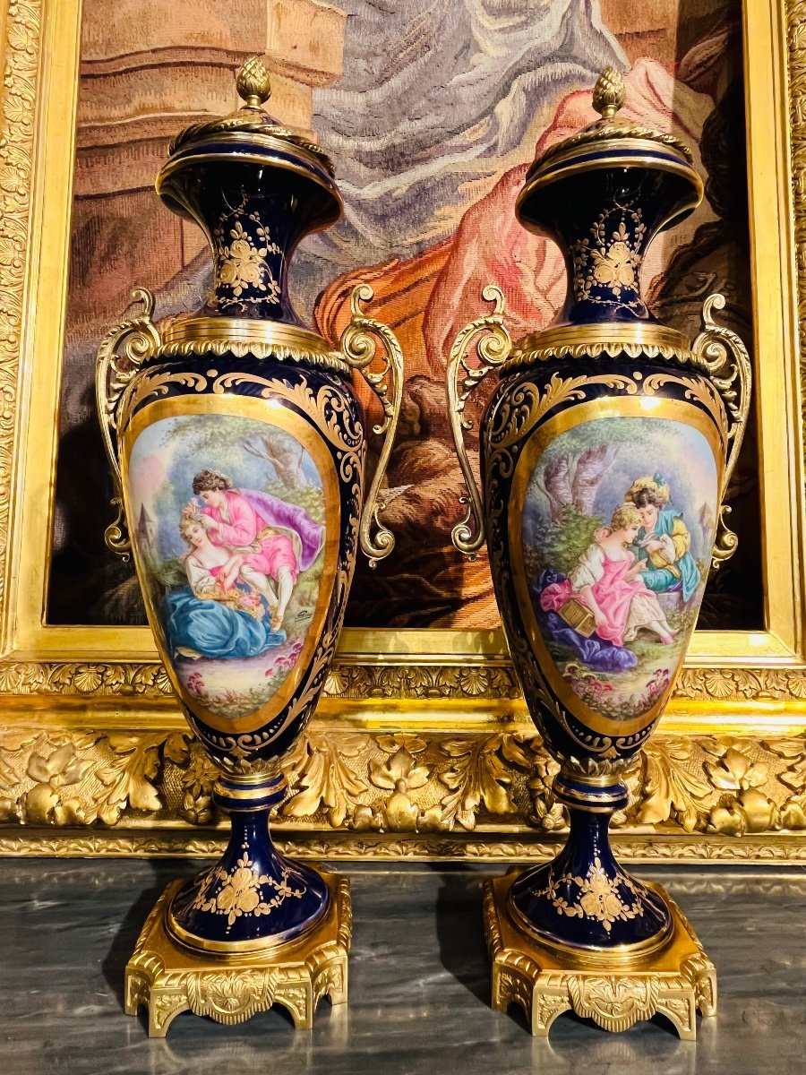 Sèvres, Pair Of Porcelain Vases, XIX.