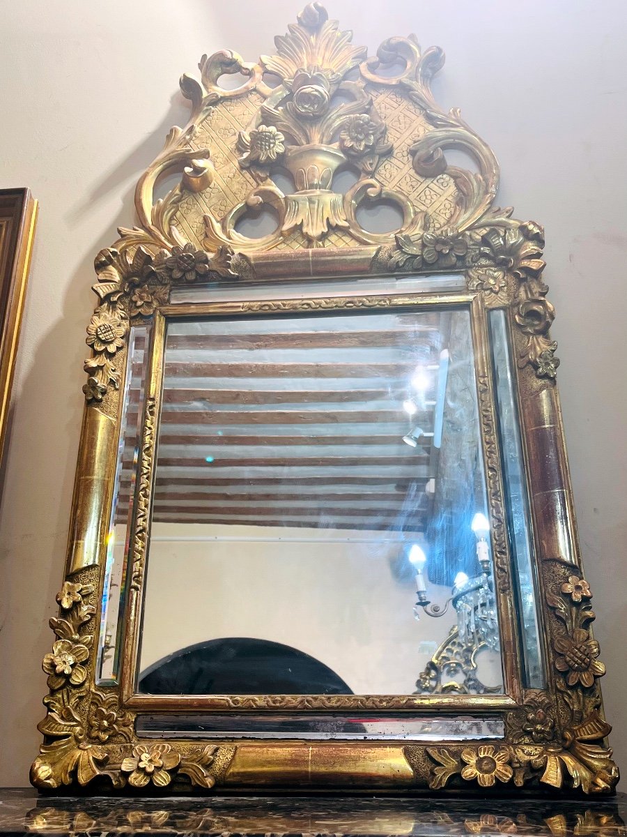 Miroir à Parecloses Et Fronton D’époque Napoléon III-photo-4