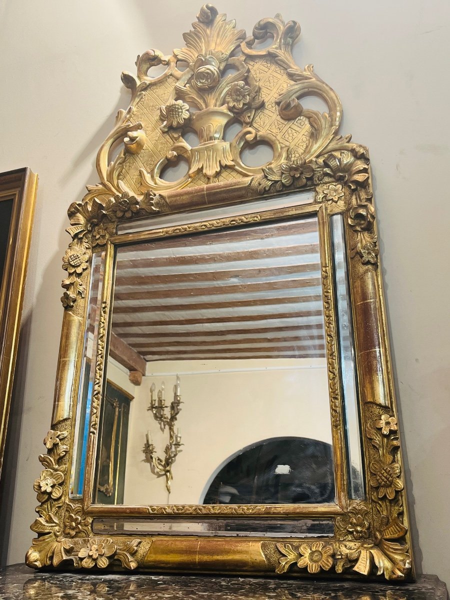 Miroir à Parecloses Et Fronton D’époque Napoléon III