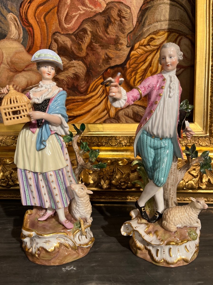 Paire  De Figurines En Porcelaine De Meissen.-photo-2