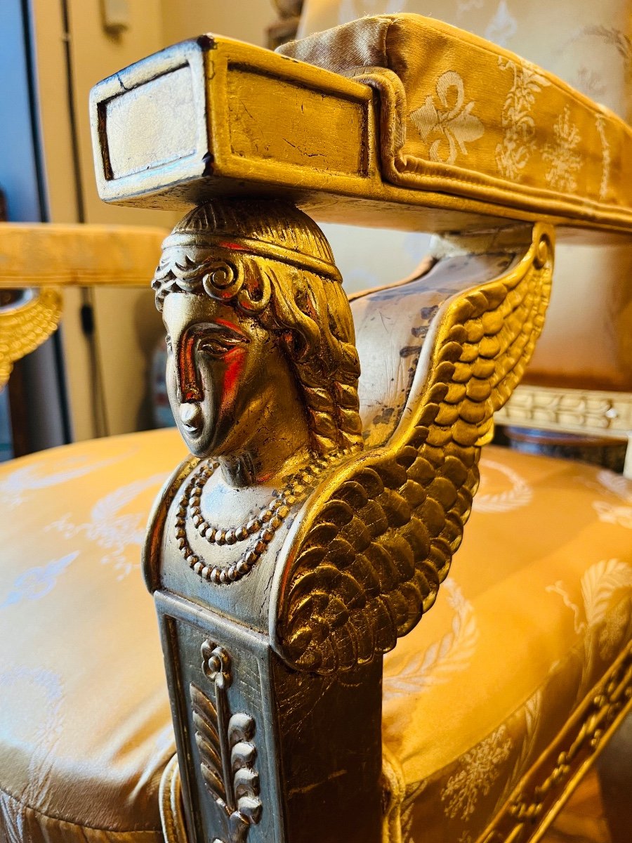 Ceremonial Armchair, Return From Egypt In Golden Wood.-photo-4