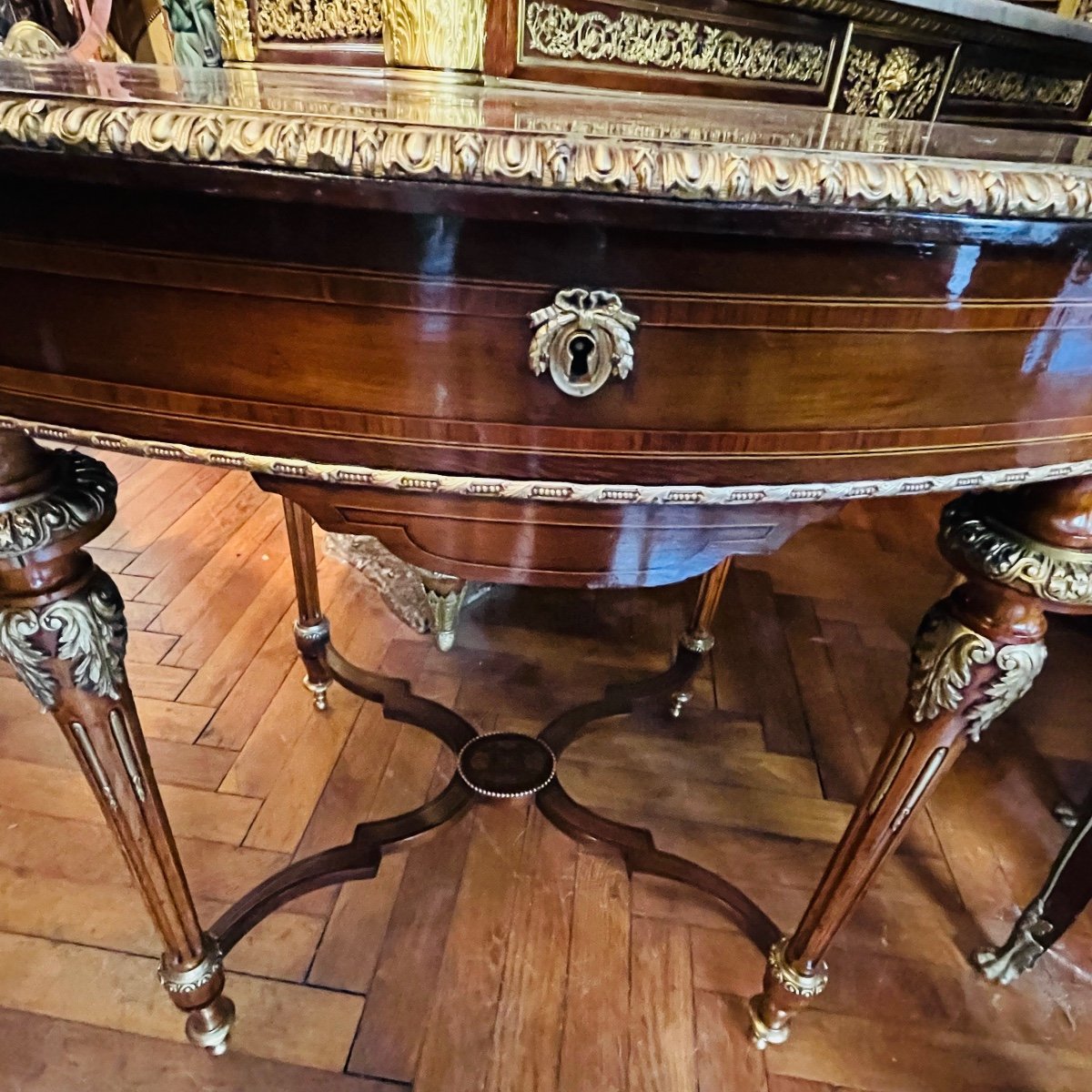 Table De Salon En Marqueterie De Style Louis XVI, Napoléon III-photo-1