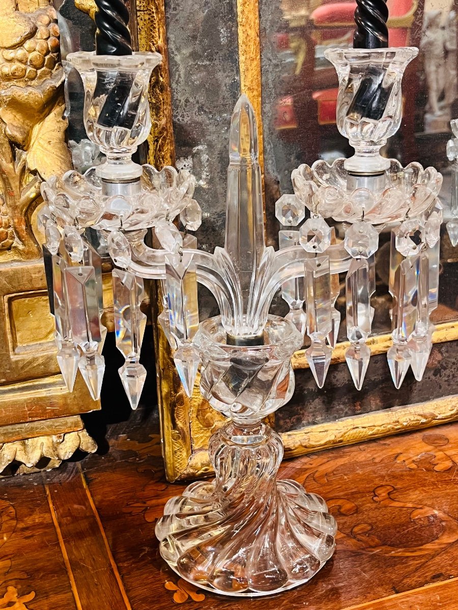 Paire De Chandelier En Cristal De Baccarat-photo-2