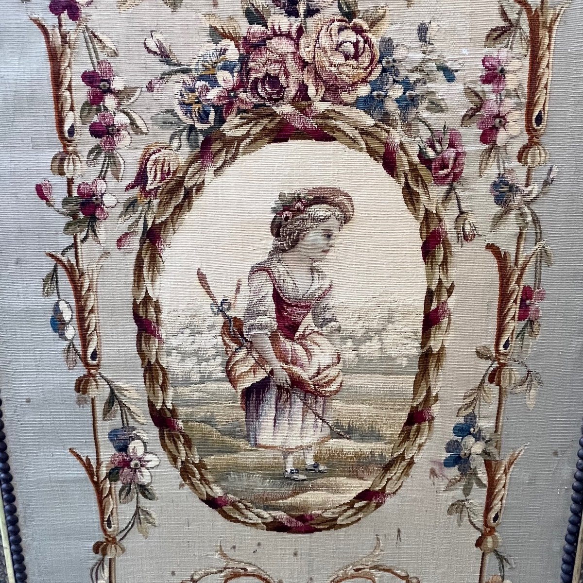 Paravent Napoléon III, Tapisserie D’aubusson, XIX ème.-photo-2