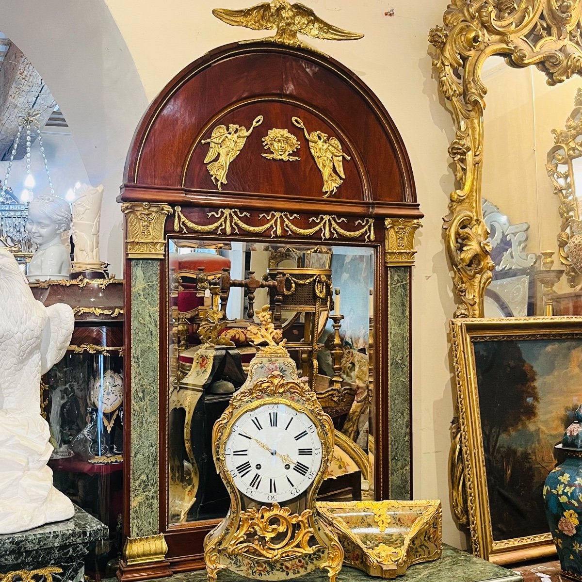 Important Console And Its Empire Style Mirror, 19th Century.-photo-3