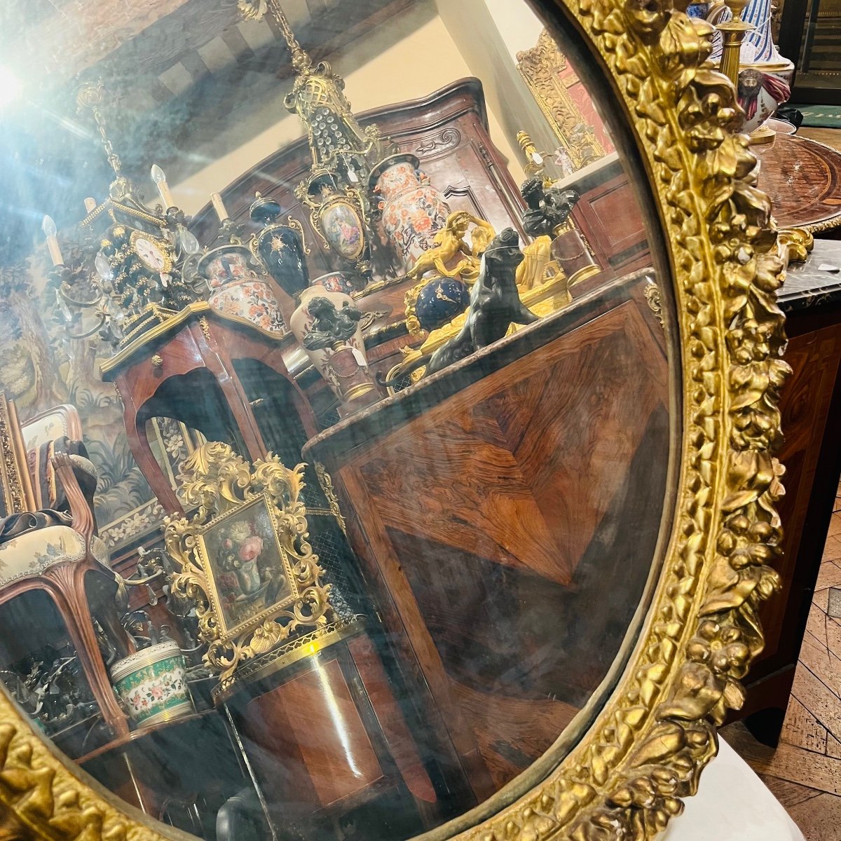 Miroir Louis XIV en bois doré -photo-3