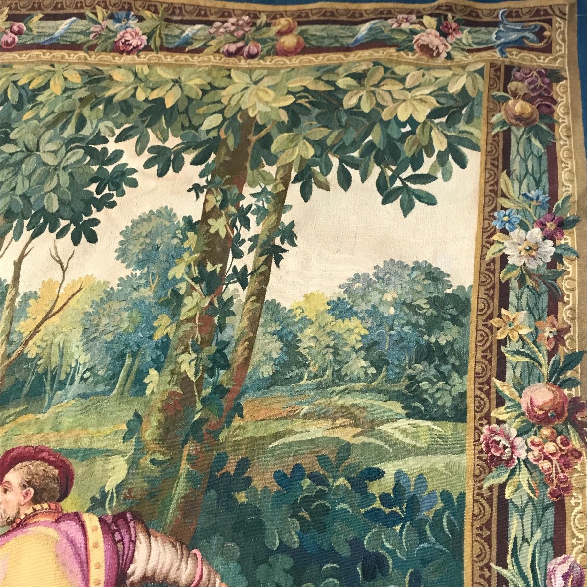 Tapisserie d'Aubusson, Scène de chasse,  XIX ème Siècle.-photo-5