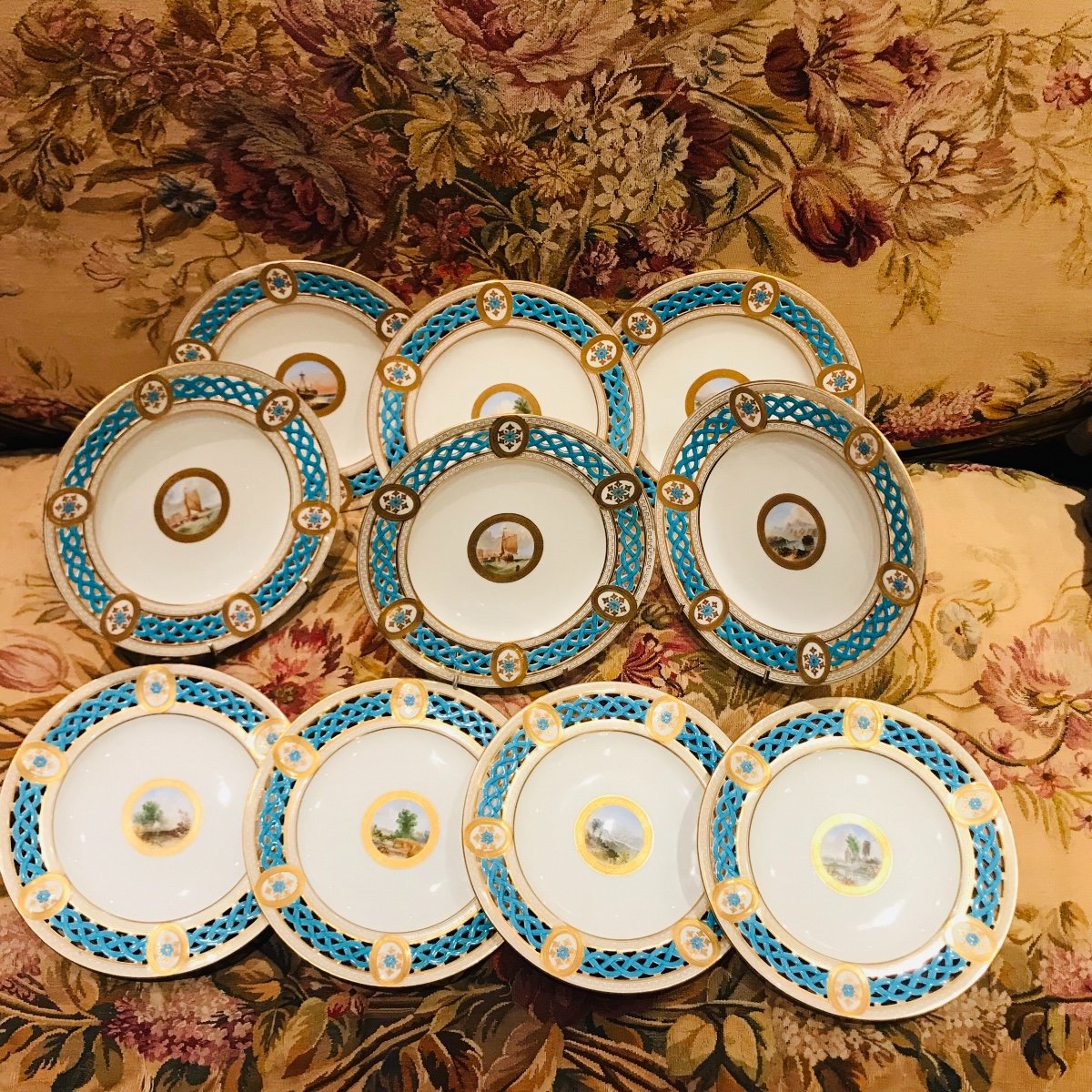 Minton, Assiettes En Porcelaine, XIXe siècle.-photo-7