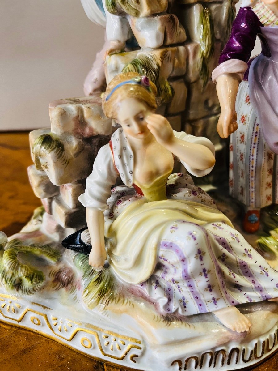 Meissen, Groupe En Porcelaine, XIX ème Siècle.-photo-2