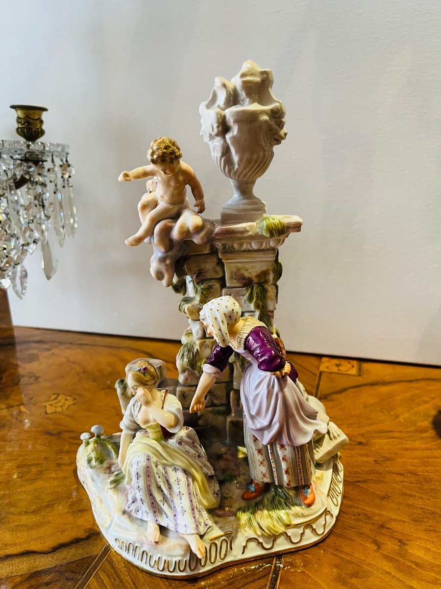 Meissen, Groupe En Porcelaine, XIX ème Siècle.-photo-3