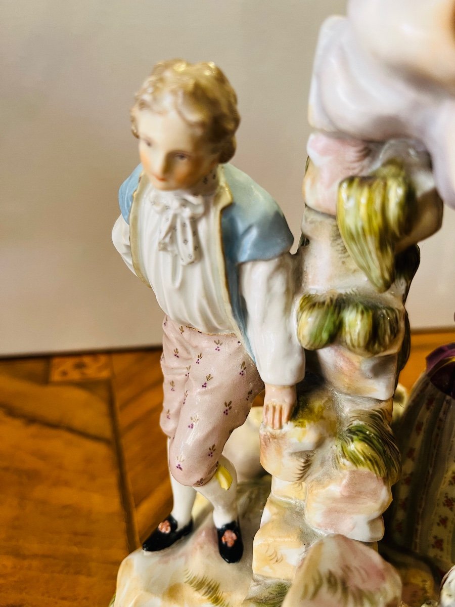 Meissen, Groupe En Porcelaine, XIX ème Siècle.-photo-6