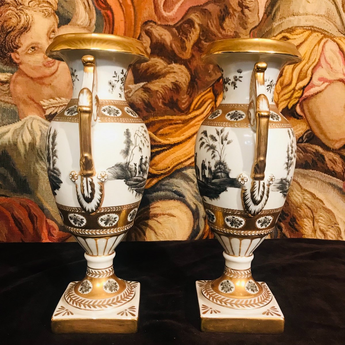 Pair Of Saxon Porcelain Vases XIX-photo-3