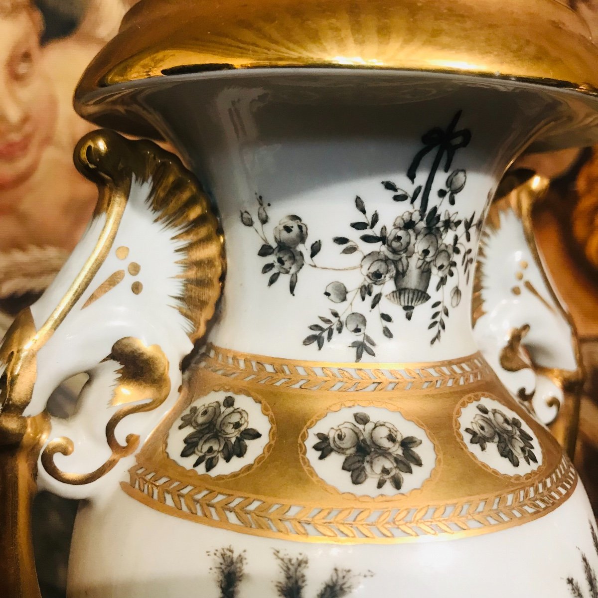 Pair Of Saxon Porcelain Vases XIX-photo-4