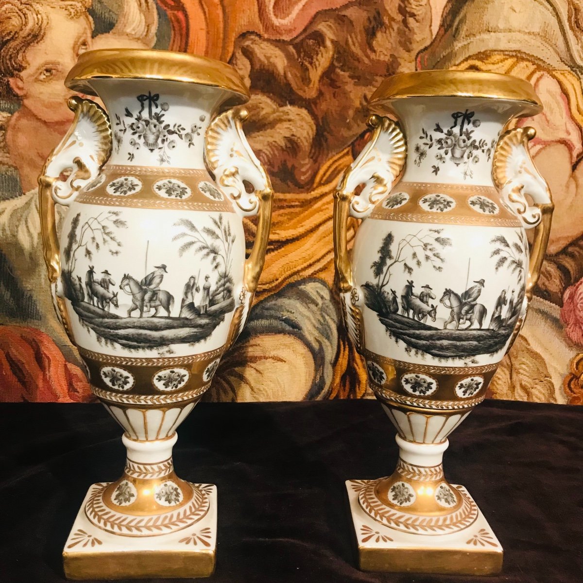 Pair Of Saxon Porcelain Vases XIX