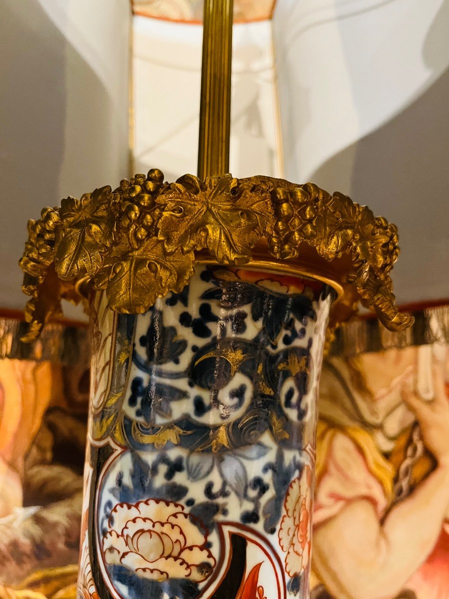 Lampe Imari, Monture Bronze Doré, XIX ème.-photo-3