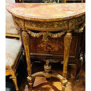 Console In Gilded And Carved Wood, 19th Century.