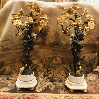 Pair Of Candelabra With Puttis