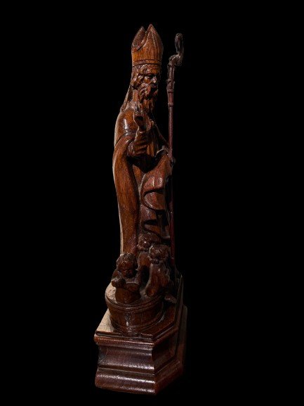 Saint Nicholas In Carved Wood-photo-2