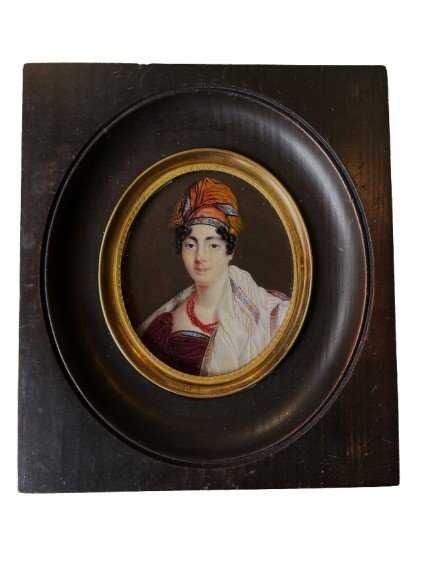 Miniature Woman With Empire Turban