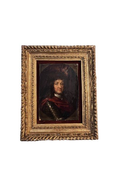 Miniature Portrait Of Louis XIV In Armor 17th Century-photo-3