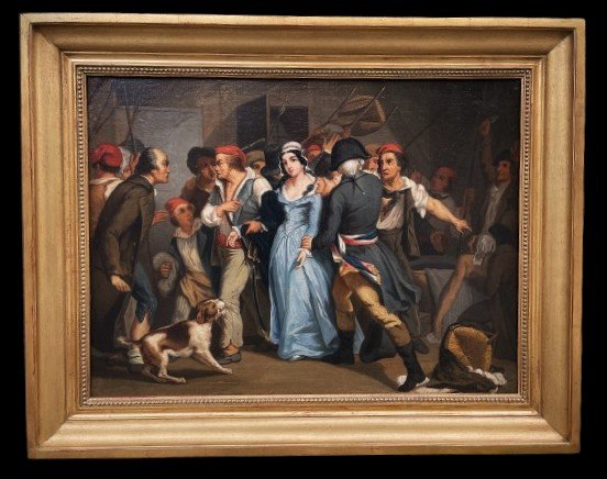 Huile Sur Toile "l'arrestation De Charlotte Corday"-photo-2