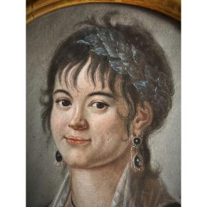 Portrait Pastel Jeune Fille Empire