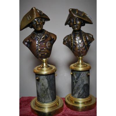 Pair Of Busts In Bronze By Frédéric II ...