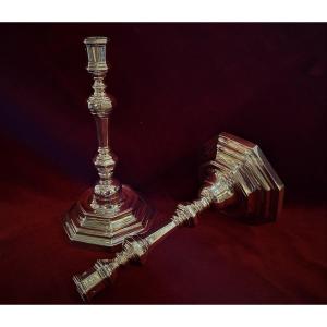 Pair Of Candlesticks In Sterling Silver