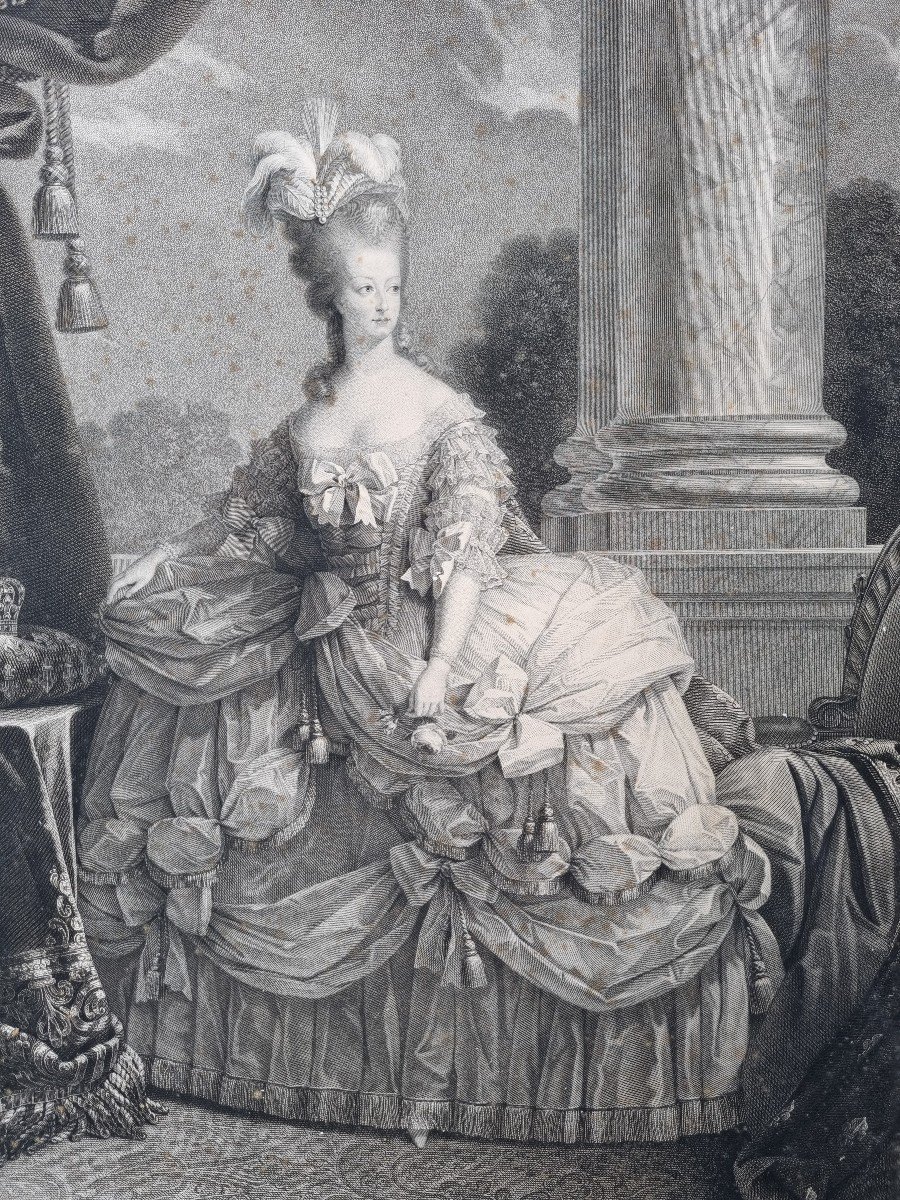 MARIE-ANTOINETTE / GRANDE GRAVURE DE BARTHELEMY ROGER 1828 88X66-photo-3