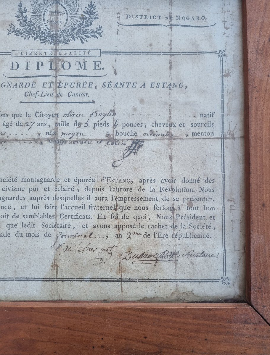 Mountain Society Diploma / French Revolution / 18th Century Document /-photo-3