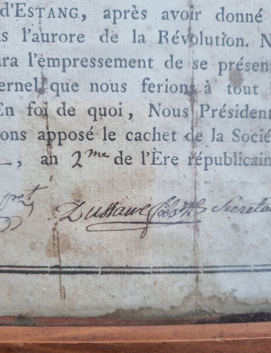 DIPLOME SOCIETE MONTAGNARDE / Révolution Française  / document XVIIIe / -photo-1