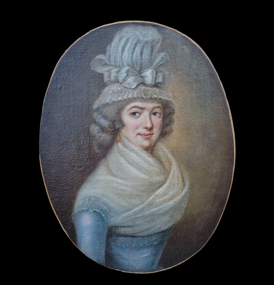 PORTRAIT FEMME - HUILE SUR TOILE- VERS 1790 EPOQUE LOUIS XVI OVALE