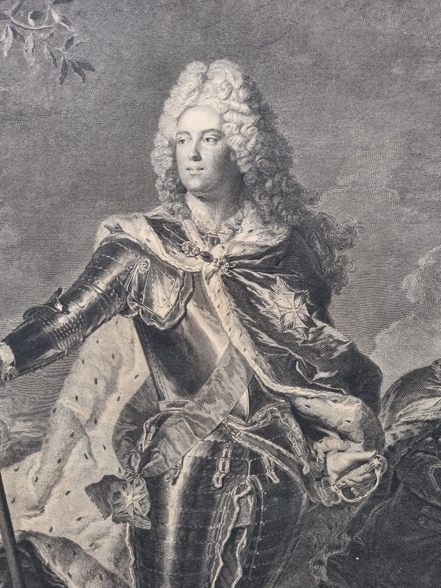 Hyacinthe RIGAUD / BALECHOU / GRANDE GRAVURE D AUGUSTE III  ROI DE POLOGNE XVIIIe ÉPOQUE -photo-4