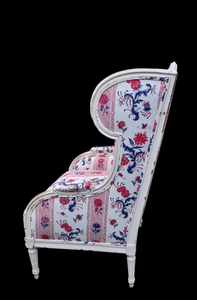 Louis XVI Style Large Bergere With Ears In Braquenié Fabric-photo-2