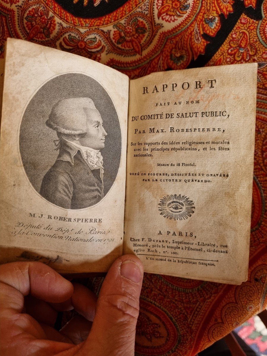 ROBESPIERRE  - RAPPORT SUR LES IDEES RELIGIEUSES COMITÉ DE SALUT PUBLIC 1794 ETRE SUPREME RE94 