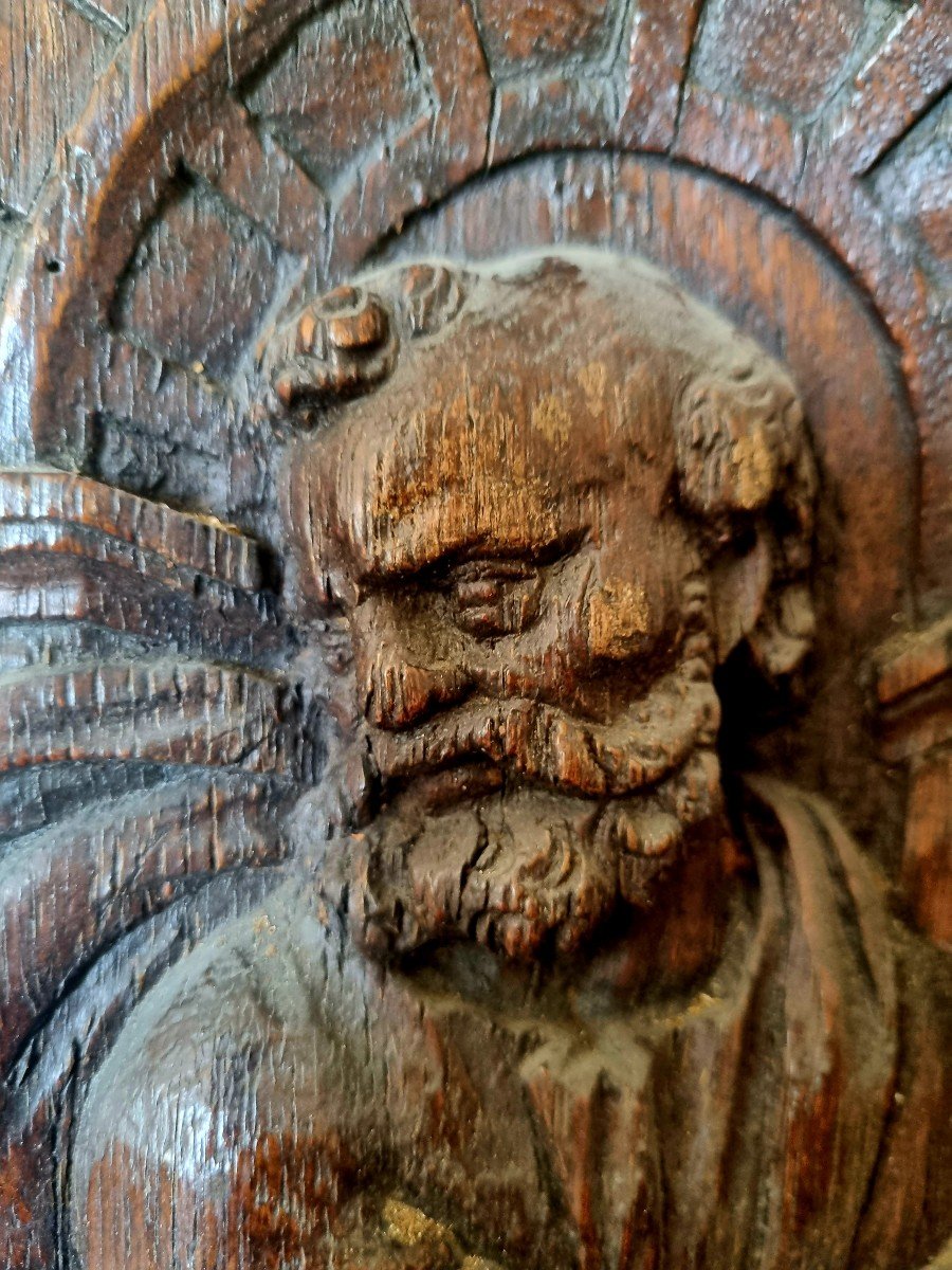 Saint Pierre Sculpted Wooden Panel Bas Relief Haute-epoque XVIth-photo-3