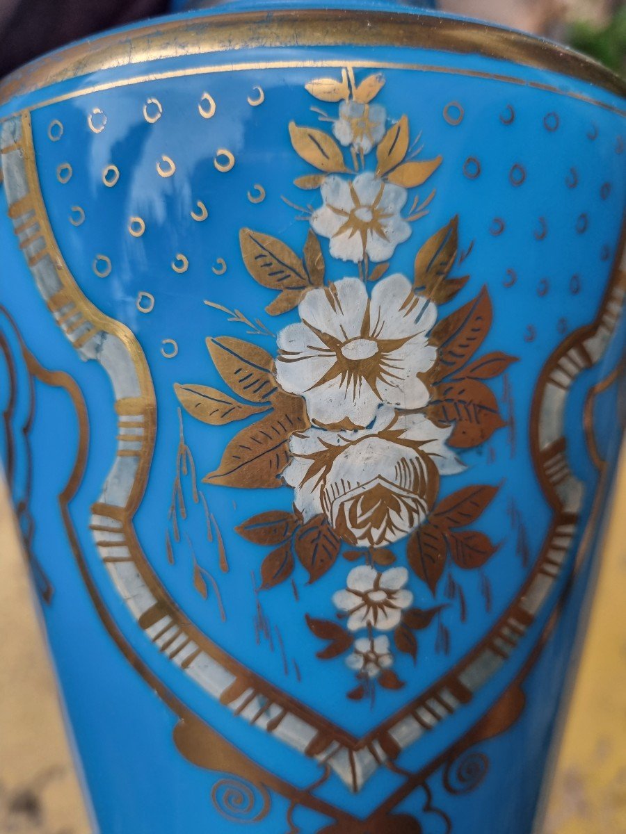 VASE EN OPALINE BLEUE NAPOLEON III-photo-2