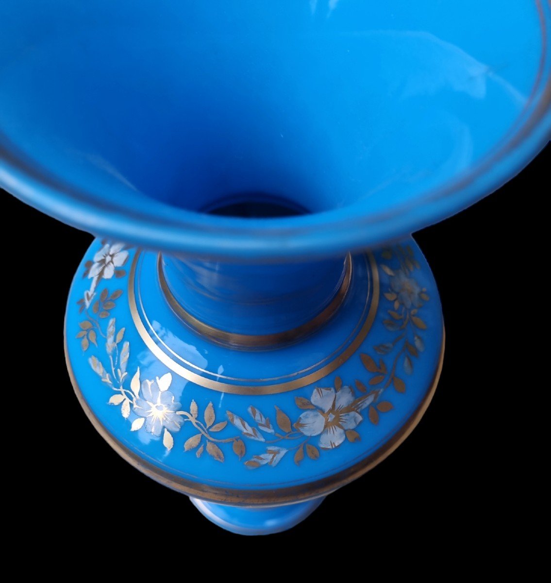 VASE EN OPALINE BLEUE NAPOLEON III-photo-4