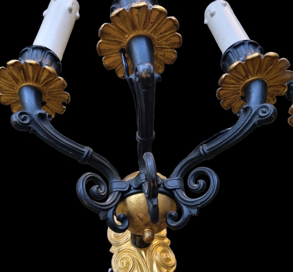 Pair Of Gilt And Patinated Bronze Sconces, Charles-photo-1