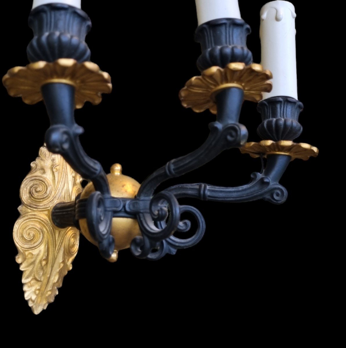 Pair Of Gilt And Patinated Bronze Sconces, Charles-photo-4