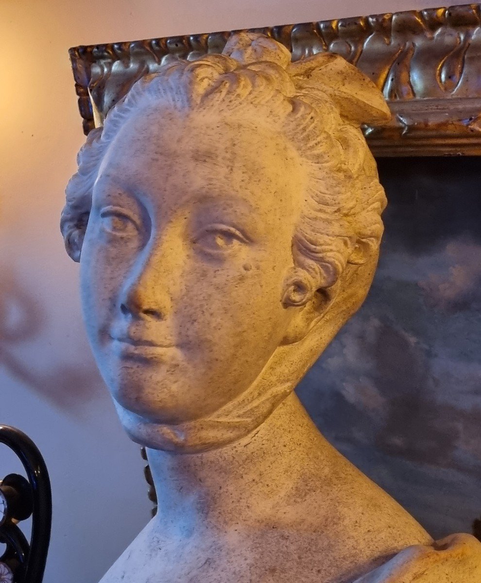 BUSTE EN GRÈS DE MADAME DE POMPADOUR JEANNE ANTOINETTE POISSON MARQUISE DE FIN XIXe-photo-7