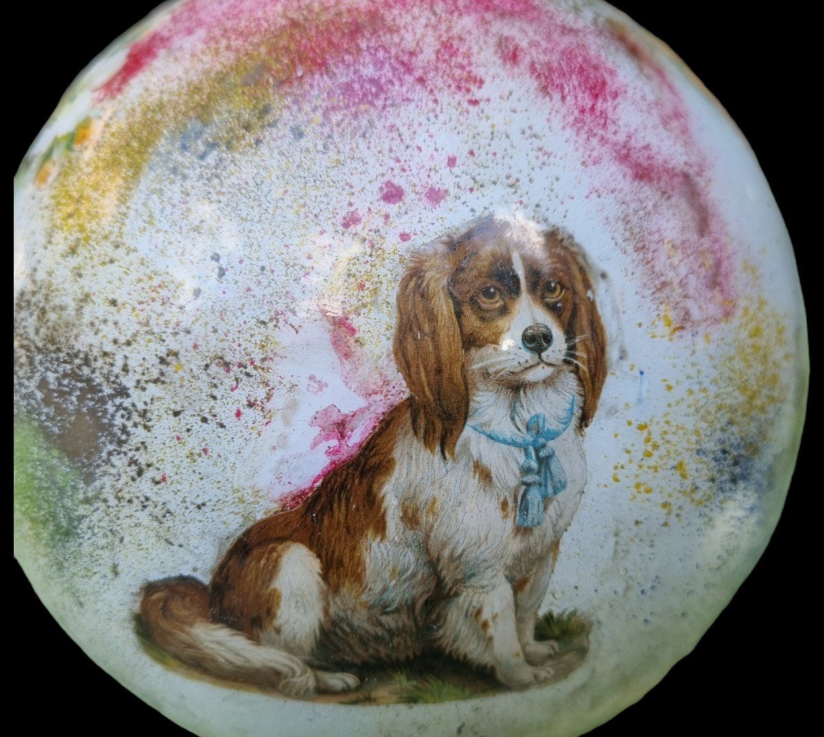 BOULE À PERRUQUE FIN XIXE  CHIEN CHIENS NAPOLÉON III  VERRE SOUFFLÉ-photo-4