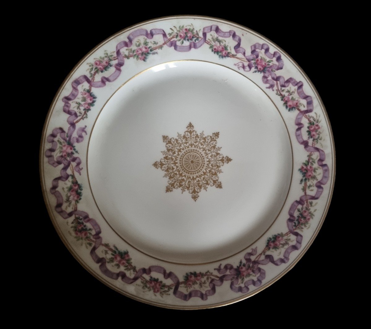 PORCELAINE DE SÈVRES ÉPOQUE NAPOLÉON III  PAIRE D'ASSIETTES ASSIETTES SEVRES-photo-2